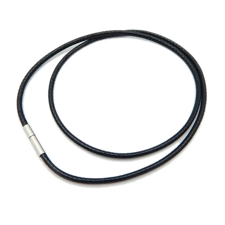 40-80cm 1-3mm Black Leather Cord Necklace Cord Wax Rope Lace Chain With ...