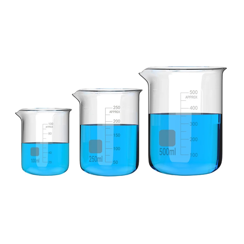 100mL 250mL 1000mL Lab Glassware Heat Resistant Graduated Glass Measuring Cup Borosilicate Glass Beaker Set