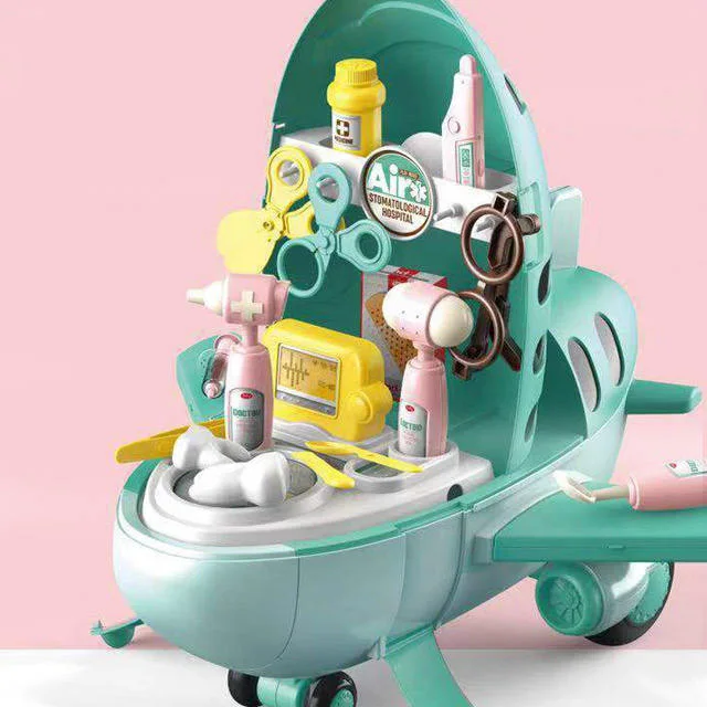 Мультяшный 2 в 1 медицинский Игровой Набор для врачей самолета инструменты ролевых игр игрушка детей