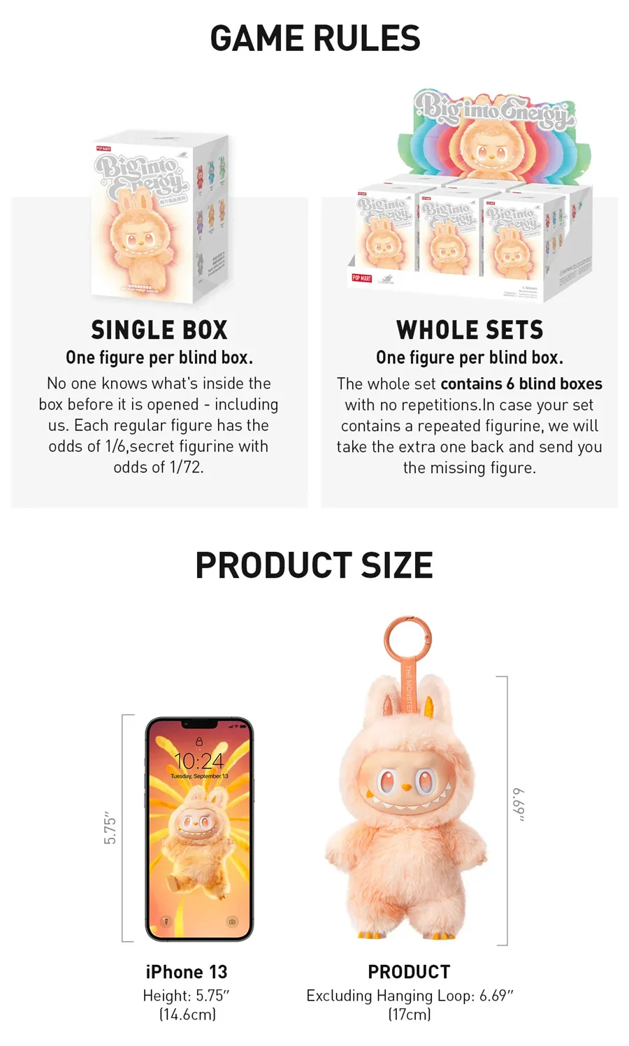 Labubu New V3 3.0 the Monsters Big Into Energy Love Happiness Loyalty Serenity Hope Luck Secret ID Plush Toy