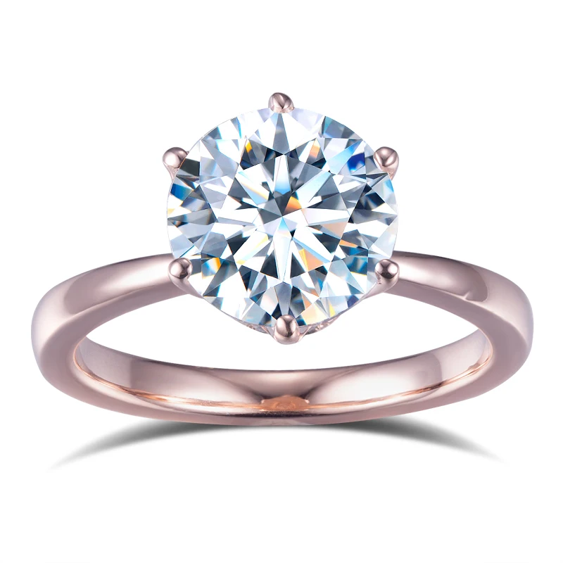 MS-601 Six Claw Gram Gold Ring with Moissanite 925 Silver