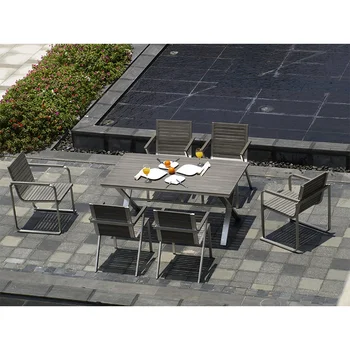 Foshan Longang Outdoor Dining Set Furniture Patio Dining Table And Chair Aluminum Outdoor Garden Furniture Sets