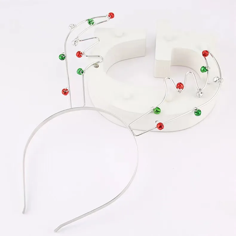 Металлические разноцветные колокольчики с оленем рогом рождественское кольцо для волос оверсайз колокольчики ободки рождественские аксессуары для волос
