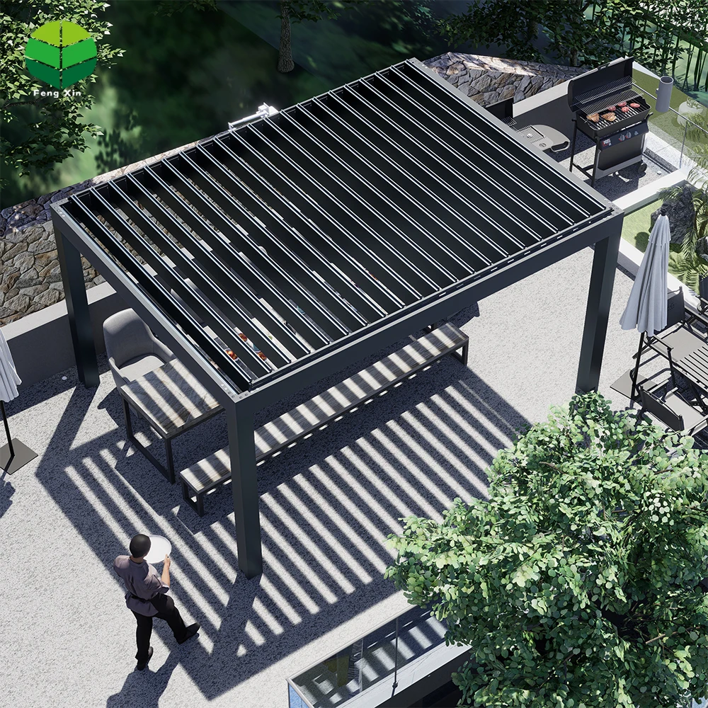 Modern Bioclimatique Manual Pergola Design 3x3 3x4 4x3 4x6 Waterproof Aluminum Frame Gazebo for Garden Balcony 4x4 Room Space