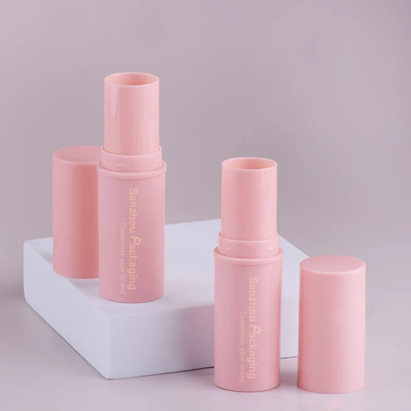 Customized 9g Push up Bottom Fill Pink Empty Concealer Tube Blush Stick Foundation Packaging