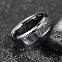 Luxury Jewelry Ring for Men Tungsten Carbide Ring Inlay Shell Silver Plated Tungsten Abalone Shell Inlay Ring