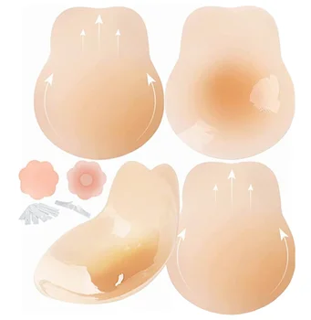 Lifting Nipple Covers with Adhesive Invisible Boob Pasties Silicone Breast Petals Nippies Skin Lift Sticky Bra for Women