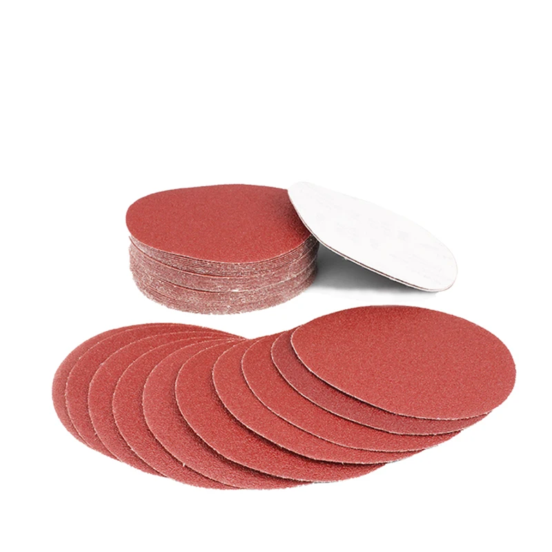 Customized Abrasives disc red sanding disc 125mm 5inch without holes grit 240 sandpaper aluminum oxide red sand disc pad