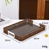 Rectangular deep color wooden bottom tray-36*26*4.5cm