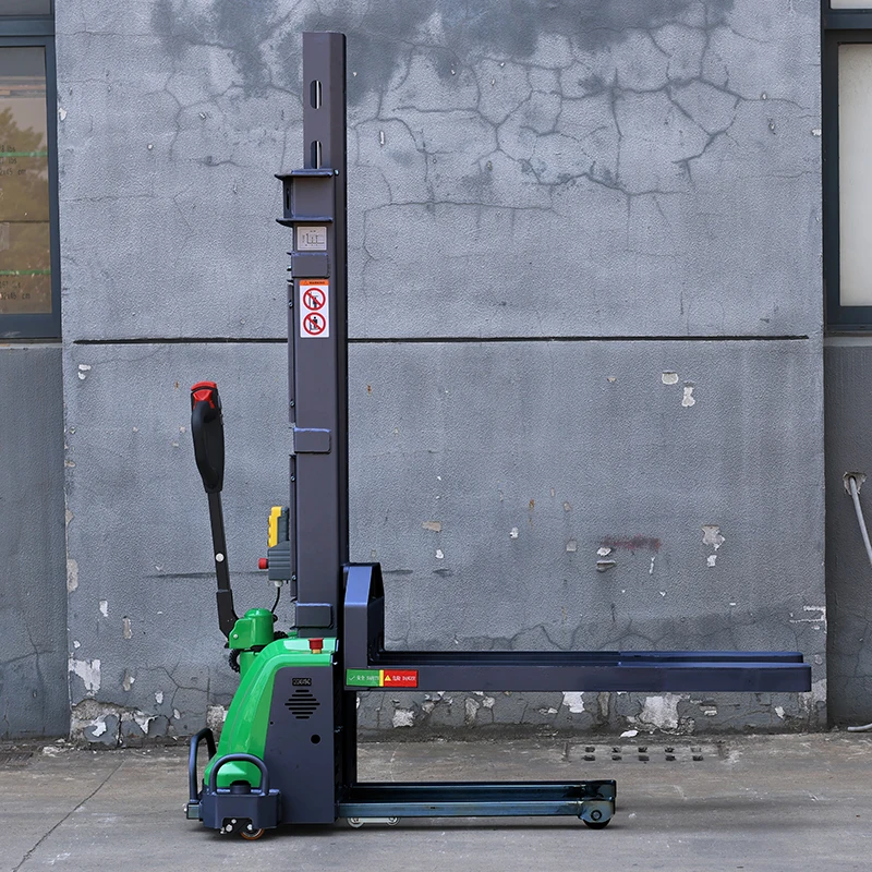 Full Electric Self Loading Forklift Stacker 500kg 1000kg Walk Behind Hydraulic Self Lifting Pallet Stacker Lifter Machine