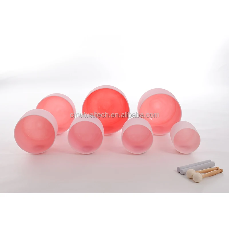Big Sale Q're Nice pink Perfect Pitch Chakra Tuned Color Frosted Quartz Crystal Singing Bowl Sounds Healing Instruments