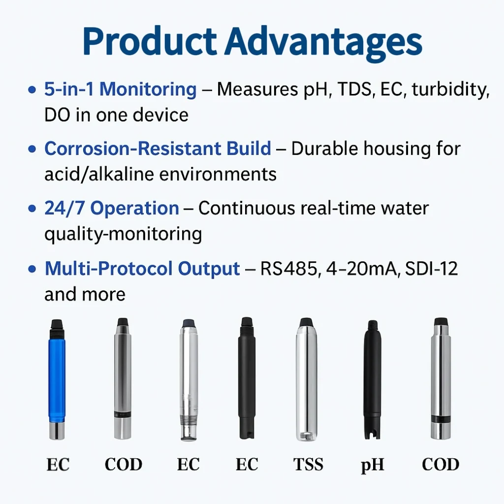Customizable RS485 IoT Water Tester 4-20mA 0-5V 2-in-1 EC PH Probe Agriculture Plastic Water Quality Analyzer Sensor