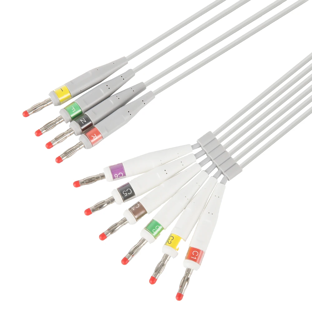 Fukuda Denshi Compatible for Cardimaxx  FX-7102/ FCP 2155 Direct-Connect 10 Lead EKG Cables IEC Banana 4.0 Ekg Cable