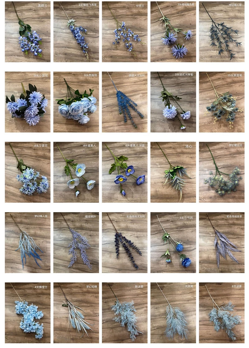 Hydrangea Factory Blue Wedding Flowers Baby Blue Rose Artificial Sky