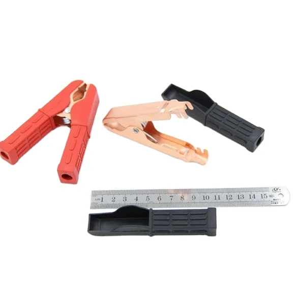 Завод прямых продаж 105 мм 100a изготовленный на заказ зажимы типа «крокодил» Красный Полностью Изолированный Pvc свяжитесь батарейный