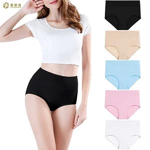 Wholesale High Quality Solid Color Plus Size Full Briefs Soft Underwear Garments Cotton Ladies Sports Cotton Panties for Women