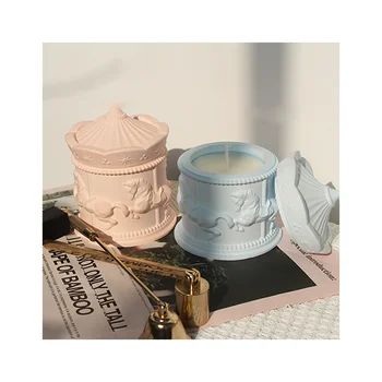 Wholesale New Design Carousel Gypsum Cup Natural Soy Wax Aromatherapy Candle For Luxury Gift
