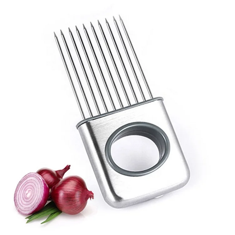 Stainless Steel Onion Slicer Vegetable Tomato Holder Cutter Kitchen Tool  Gadgets