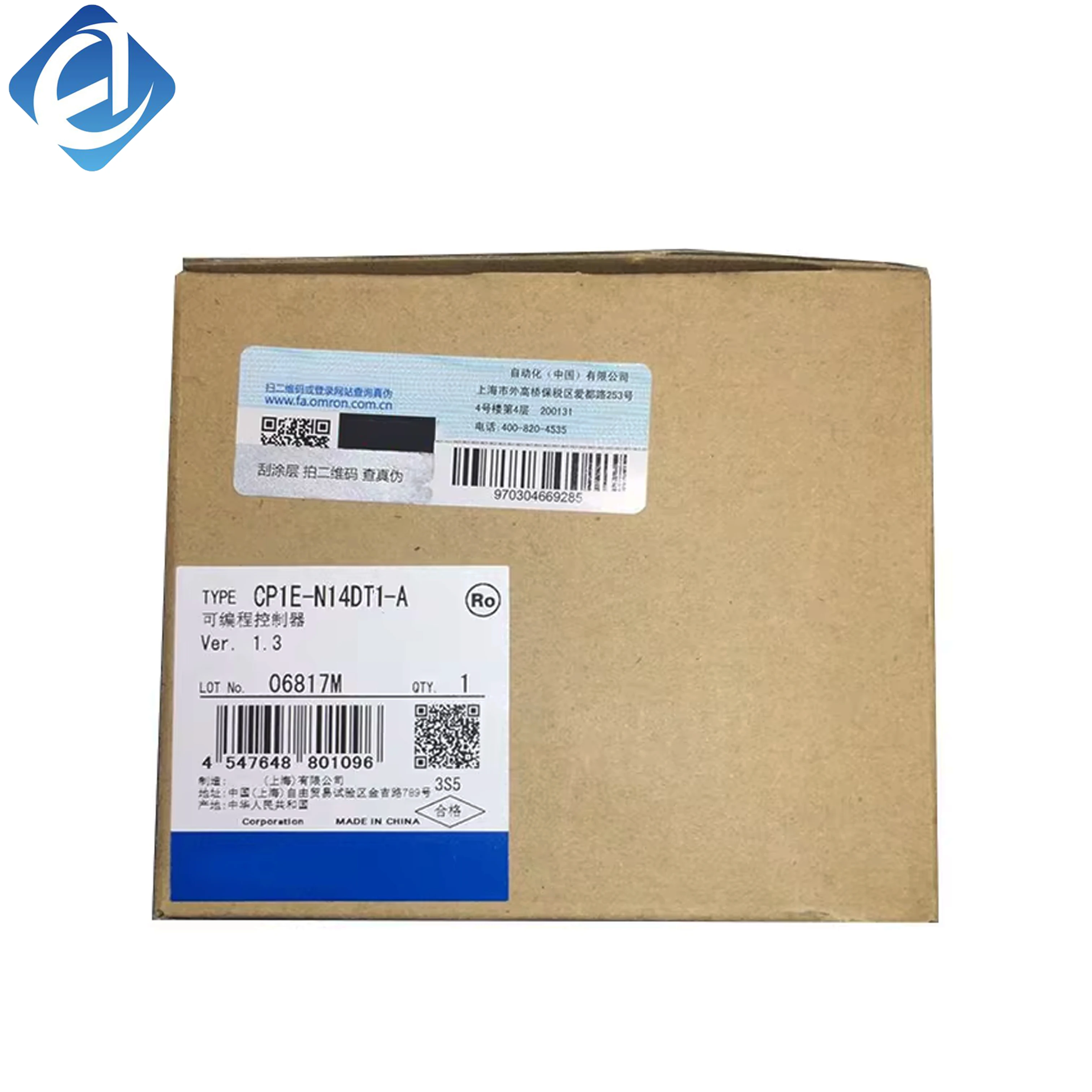 New Original Omron CP1E-N14DT1-A compact PLC with 14 I/O points and transistor output. Compact, fast-response and anti-interference. Easy programming & installation, applicable to small automated equipment and basic industrial control.