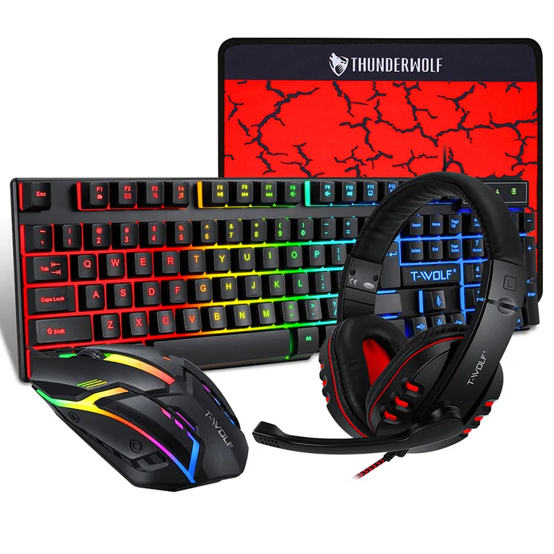 Дешевая цветная (RGB) механическая рука чувствовать мышь и клавиатура комбо набор