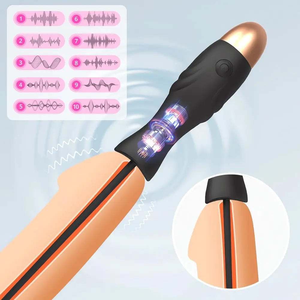 Urethral Vibrator Silicone Penis Plug with 10 Vibration Modes, Long  Urethral Dilator Bladder Vibrator Massager Sex Toys for Male
