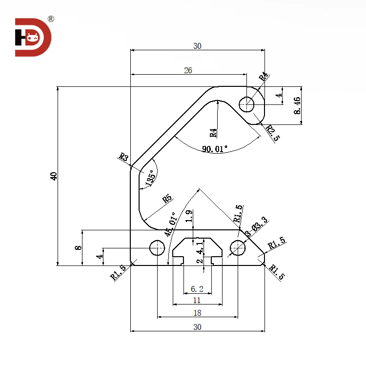 product handle handle for industrial extruded aluminum profiles 3040 aob05 3040 equipment frame handle-3