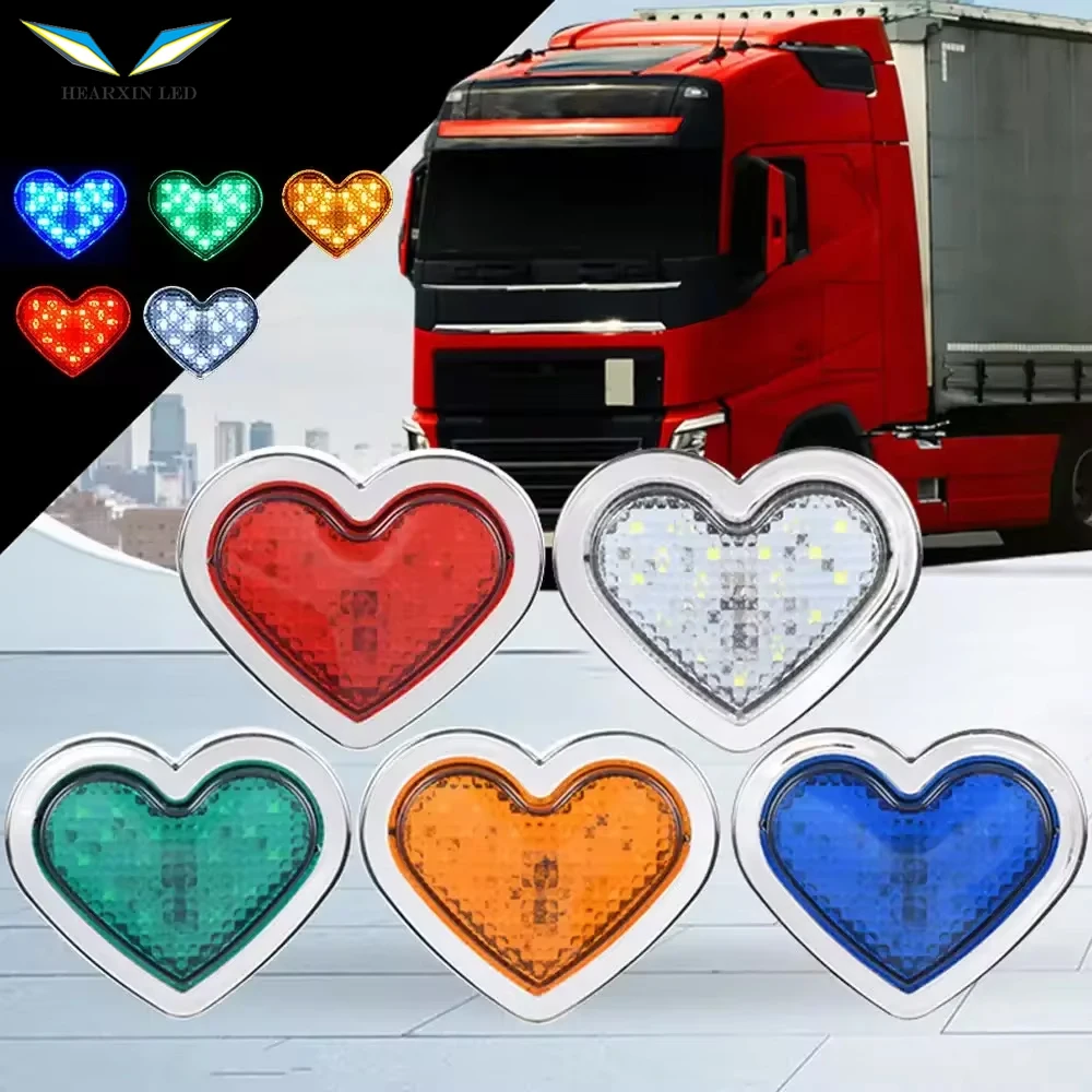 24V Red Heart Shaped Turn Signal Lamp Side Marker Light LED Light