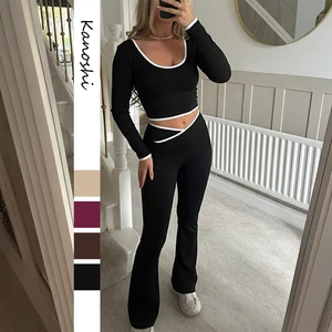 Wholesale gym fitness workout sets for women jogger two piece set