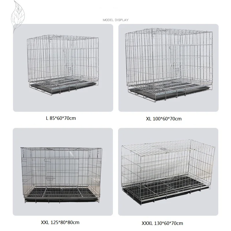 Large Size Folding Dog Cage with Encrypted Iron Wire Bold Angle Design Solid Pattern Breathable Feature