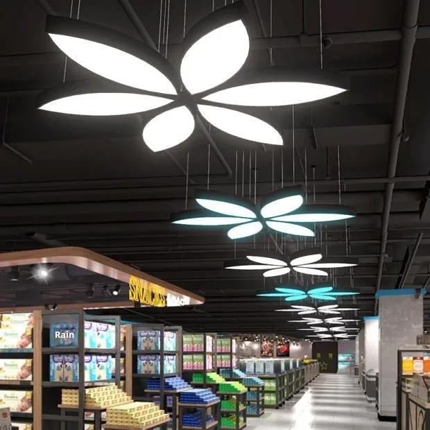 Modern Siyah Demir LED Tavan Işığı IP65 Asma Salyangoz ve Avizeler Ofis ve AVM İçin Asılı Salyangoz Lamba