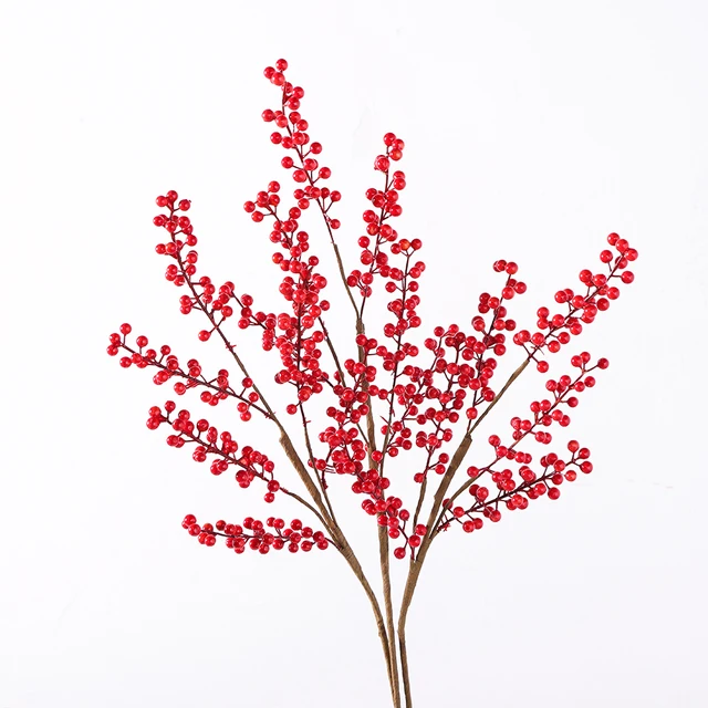 wholesale christmas decorations artificial red berry bough berry branch Festivals Decoration holly Red fruit home decoration