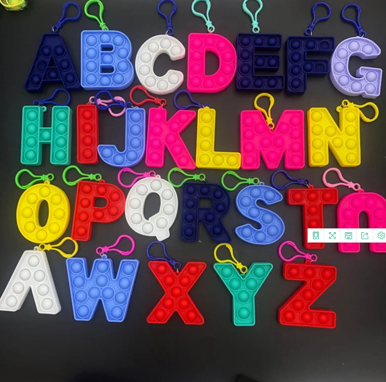 Wholesale Popular Popping Fidget Number Shape Building Blocks Puzzle Push Bubble Toys Keychain