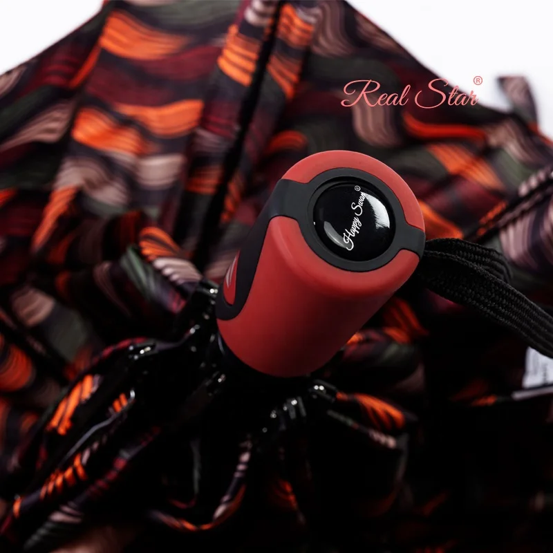 Happy Swan China Factory Auto Open and Close 3 Folding Printing Umbrella