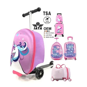 Costom Design 3D Trolley Children Luggage Scooter Airport Kids Travel Trolley Luggage with Scooter