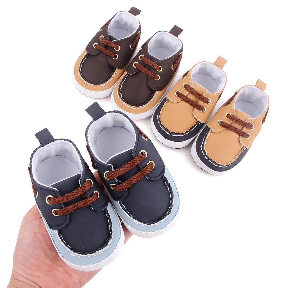 Spring and Autumn 0-12 Months Baby Elastic Soft Soled Color Matching Casual Toddler Shoes