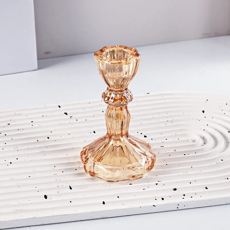 product factory wholesale glass candle holder for candlestick wedding home decoration table suitable for both sides candle holders-5