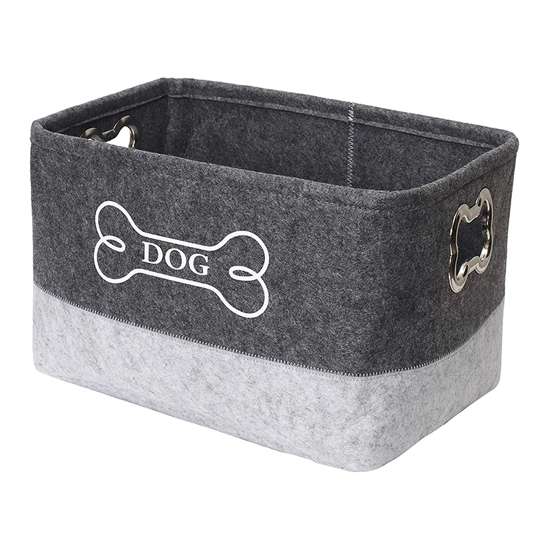 Homemaxs 2Pcs Dog Toy Storage Box Felt Toy Storage Case Pet Toy