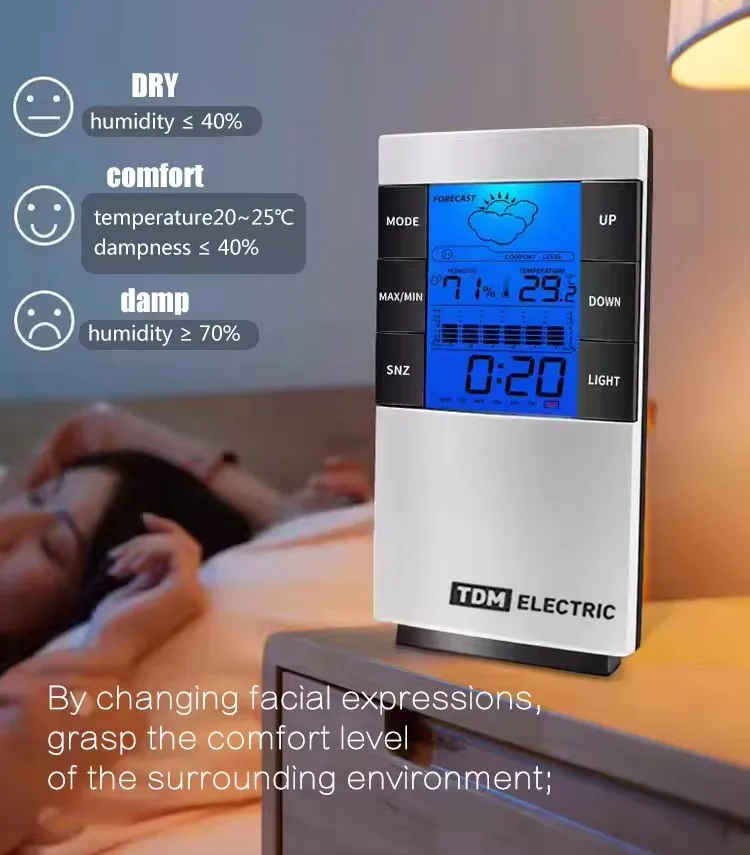 Perfect in Workmanship New Style Weather Forecast Temperature and Humidity Calendar and Display of Weeks Smart Weather Clock