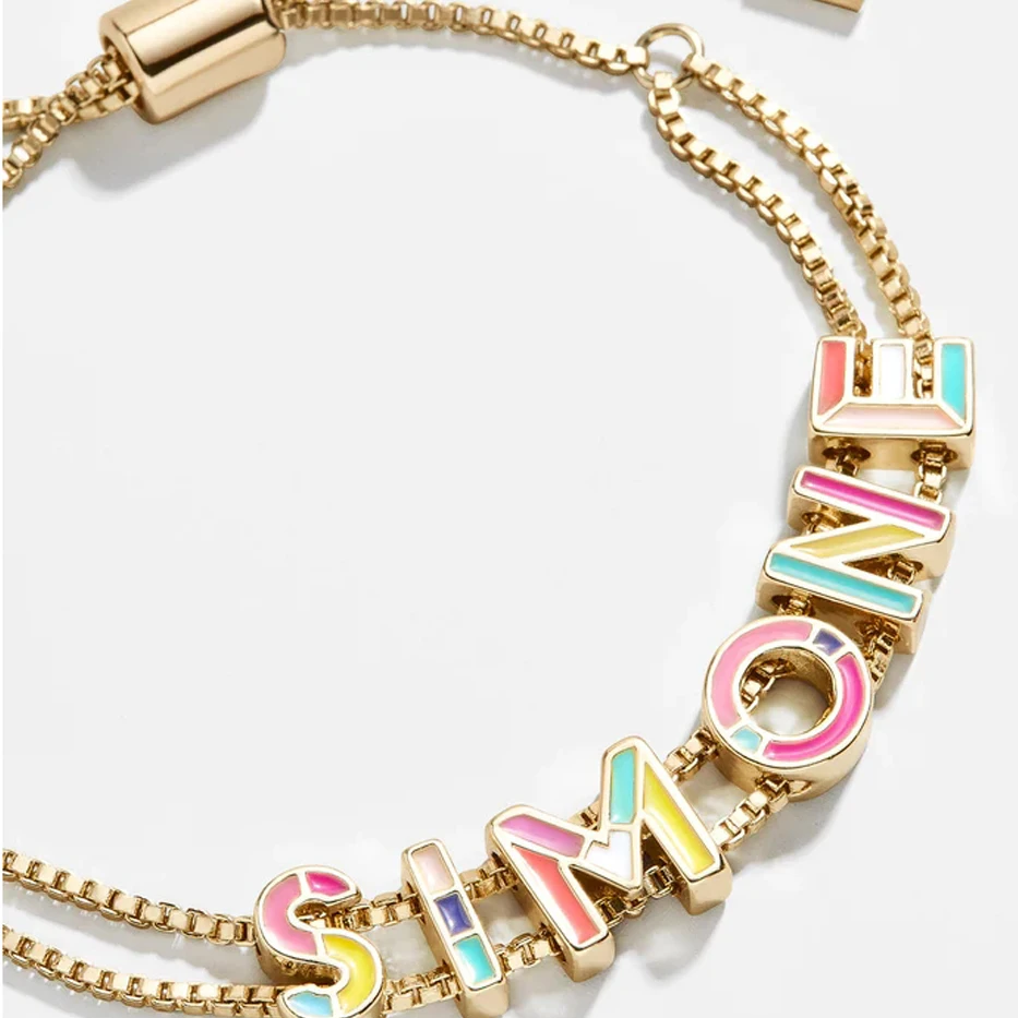 Personalized Name Custom Gold Plated Dainty Sliding Slider Slider Woven