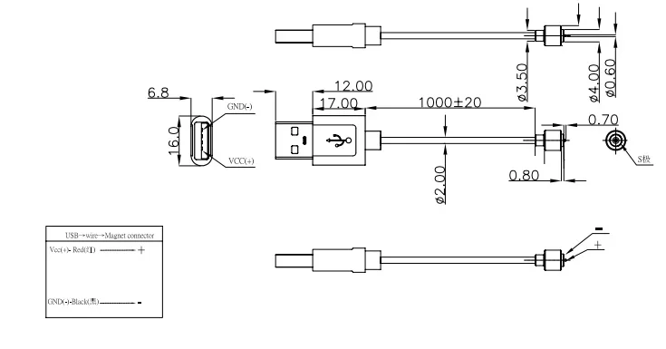 2a Current Mating Usb Cable Convenient Charging Magnetic Connector Mini ...