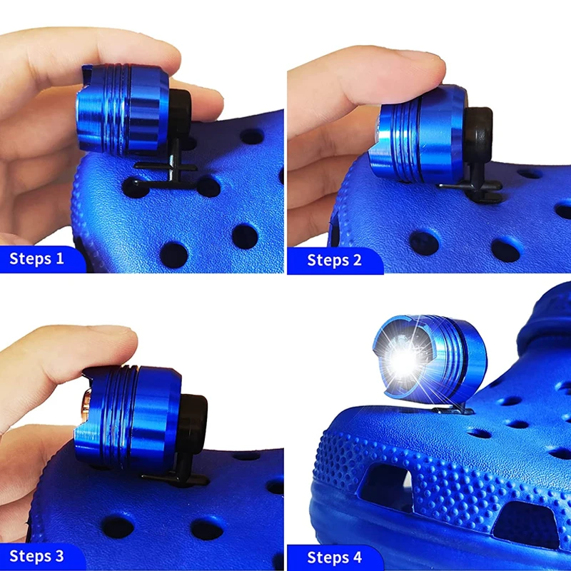 2 Pcs Led Lights 3 Light Modes Clog Shoes Charms Headlights Attachment