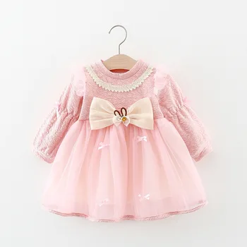 Children's clothing girls' dress Lolita bow yarn princess dress autumn kids' skirt