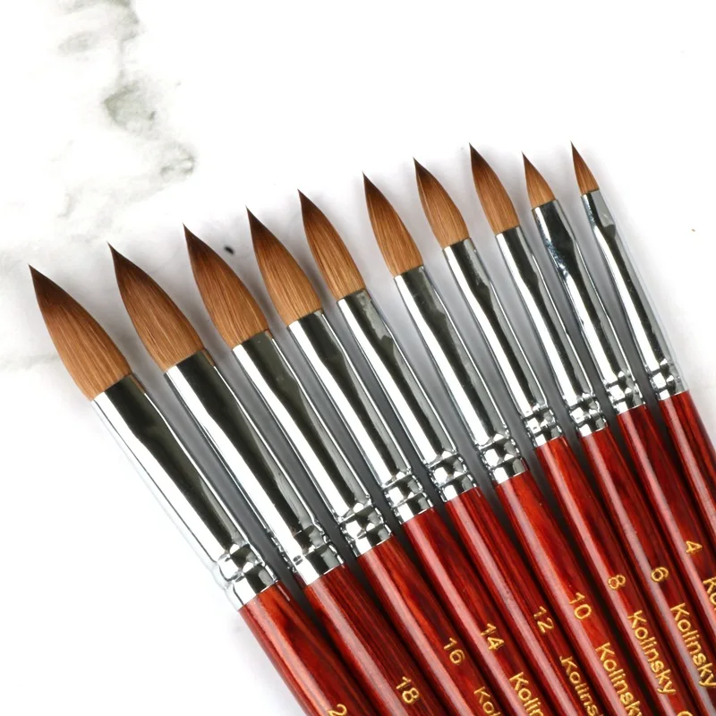 Six Angles Black Petal Kolinsky Acrylic Nail Brush - Professional Crimped Brush For Nail Art
