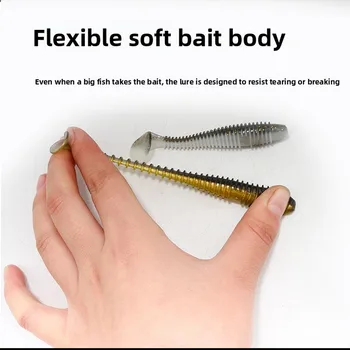 Factory Wholesale Luya Two-color Bulk Threaded T-tail Stainless Steel Soft Bait Soft Worm Maggot Perch Fake Bait – Soft Lure – view 4