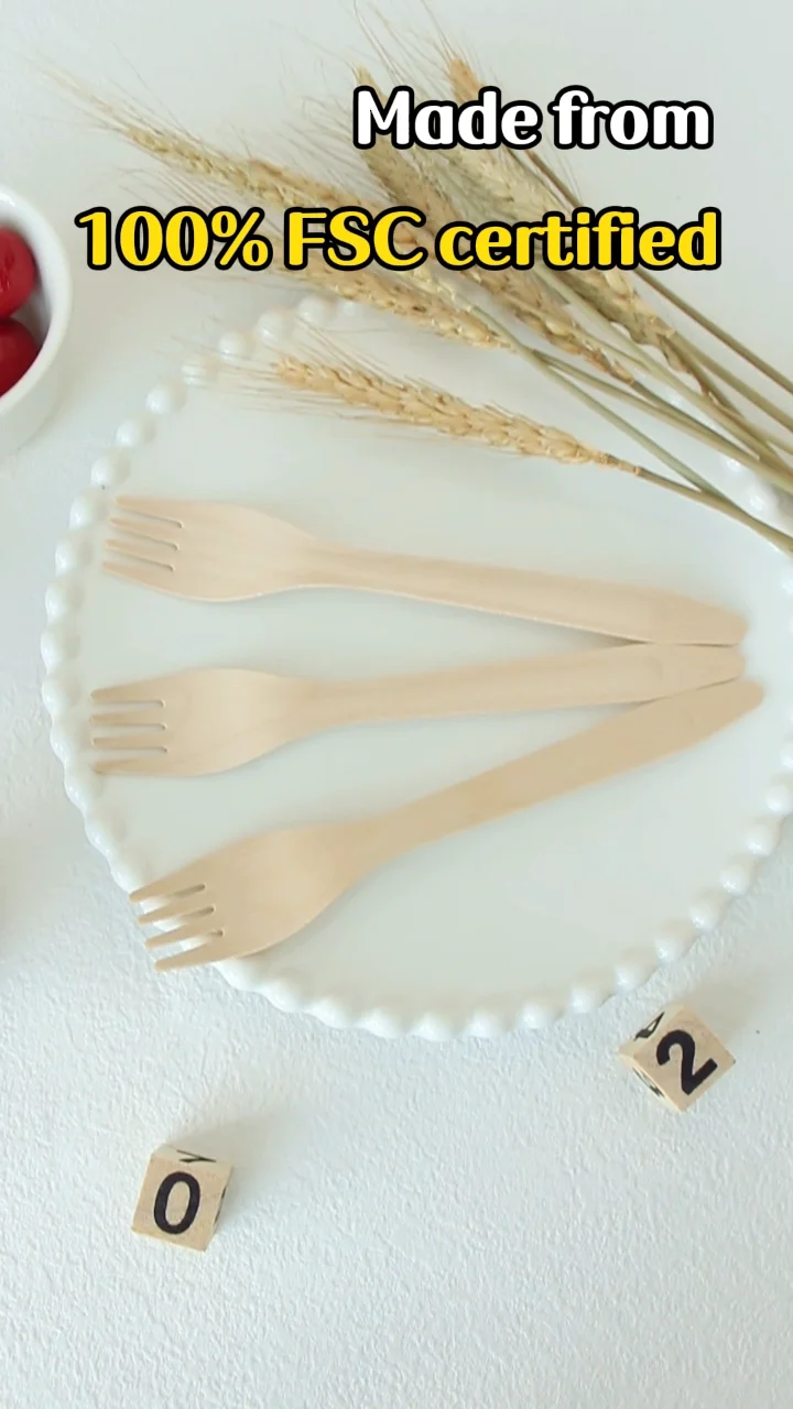 165mm Compostable Disposable Dinner Biodegradable Fondue Fork Wood