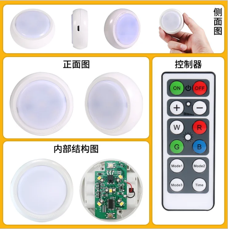 Led Under Cabinet Nightlights Rechargeable Battery Usb Interior Hotel Bar Shop Showcase RGBW Closet Magnetic Led Night Lamps