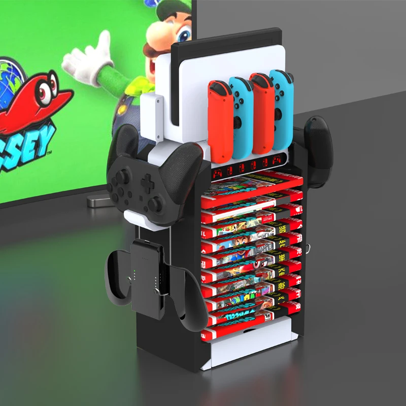 Honcam Best Switch Dock Console Storage Tower Game Card Case Box Holder Stand Pro Controller Cube for Nintendo Switch Joy Con