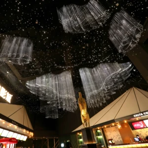 ECOJAS Customized Optical Fiber Chandelier for Casino Shopping Mall Airport Bespoke Lighting Solution