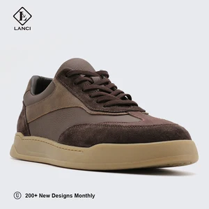Men's Casual Running Sneakers Anti-Slip Genuine Suede Leather Customized Leather Insole Lace-Up Wood Durable Sports Sneakers