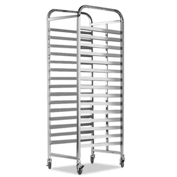 Custom Made Multiple Tiers Bun Pan Tray Bread Oven Cart Rack, Storage Kitchen Food Cart Rack for Catering, Steel Cooling Trolley